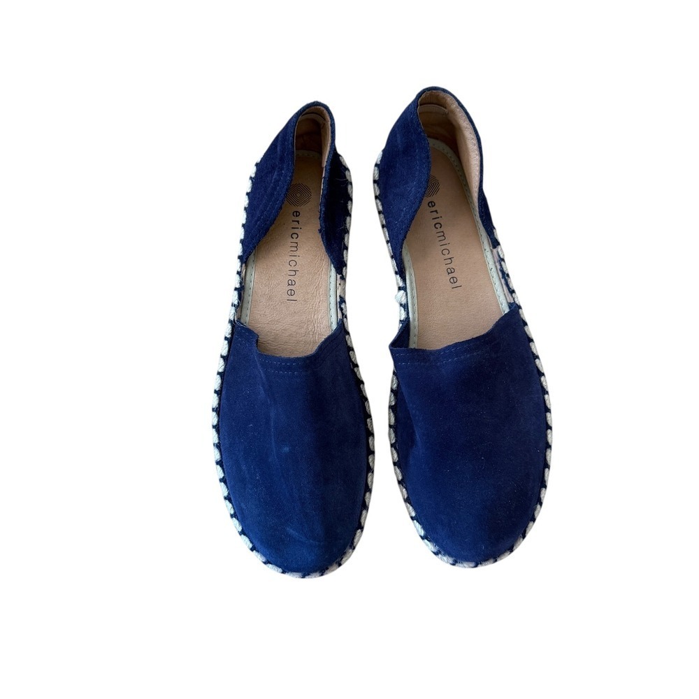 Eric Michael Espadrille Flats Navy Suede Leather Slip On Casual Shoes - Picture 2 of 6